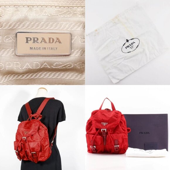 PRADA Backpack Daypack BZ6677 VERA SPORT ROSSO Red Nylon Women - Picture 2 of 13